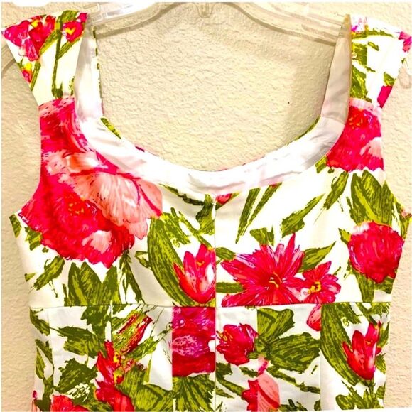 Suite 7 Baby Doll Fit and Flare Sundress Pink White Floral Midi Women's 4. - Picture 4 of 10